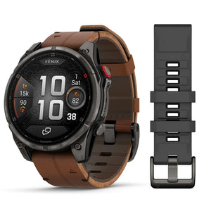 Garmin fēnix® 8 PRO 47 mm AMOLED Sapphire 010-03198-40 – Titanio DLC Carbon Grey + Pelle Chestnut-2b Gioielli