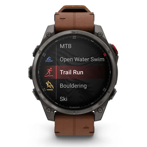 Garmin fēnix® 8 PRO 47 mm AMOLED Sapphire 010-03198-40 – Titanio DLC Carbon Grey + Pelle Chestnut-2b Gioielli