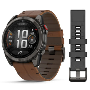 Garmin fēnix® 8 PRO 51 mm AMOLED Sapphire 010-03199-40 – Titanio DLC Carbon Grey + Pelle Chestnut-2b Gioielli