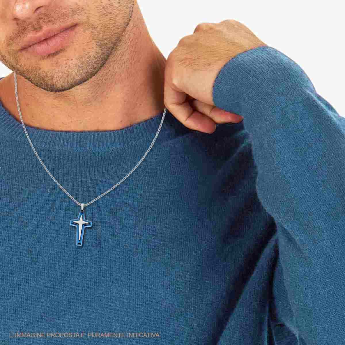 Collana uomo in acciaio croce-2b Gioielli