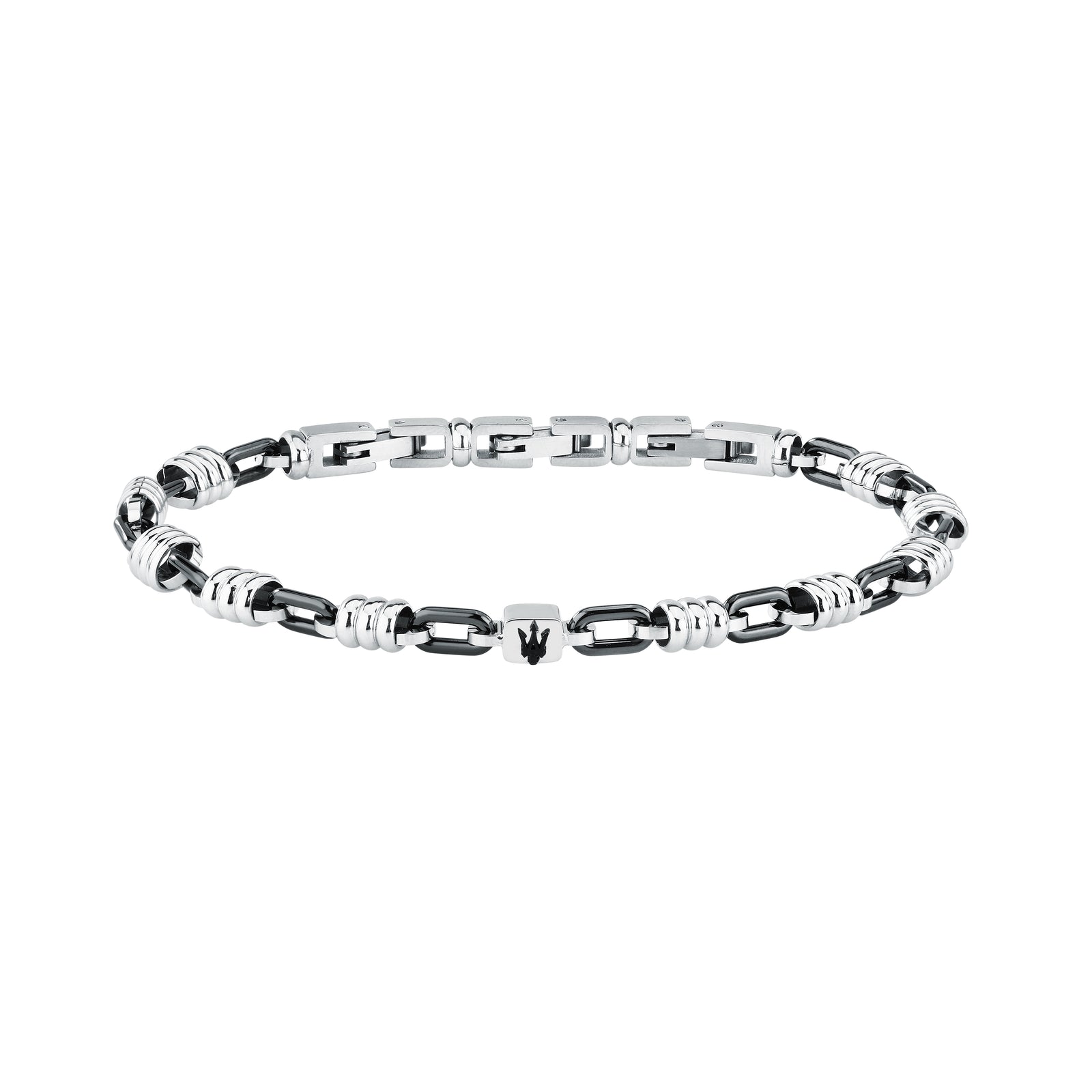 Bracciale Maserati Ceramic JM426ATZ92 uomo in ceramica nera e acciaio argentato-2b Gioielli