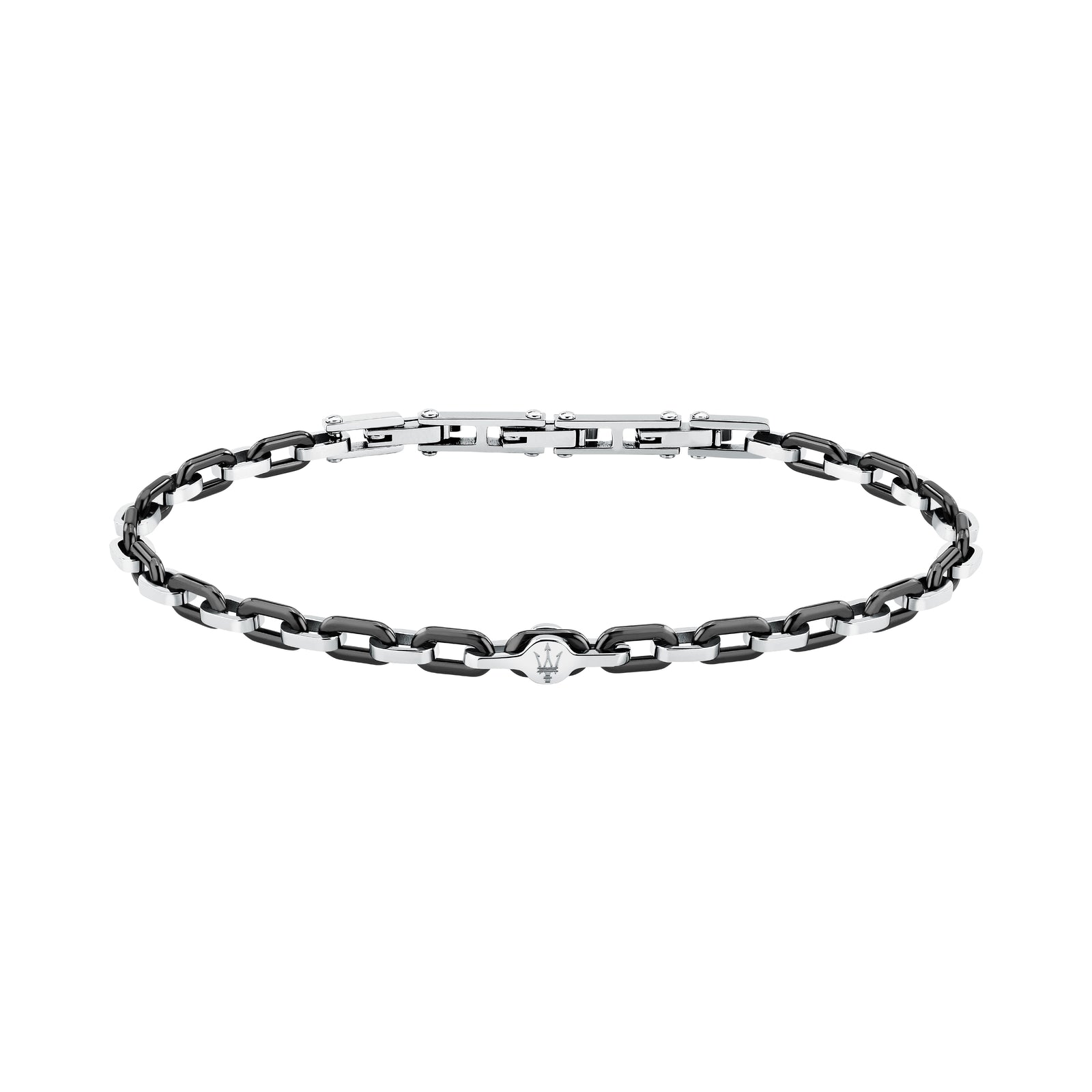 Bracciale Maserati Ceramic JM226ATZ77 uomo catena nera e argento-2b Gioielli