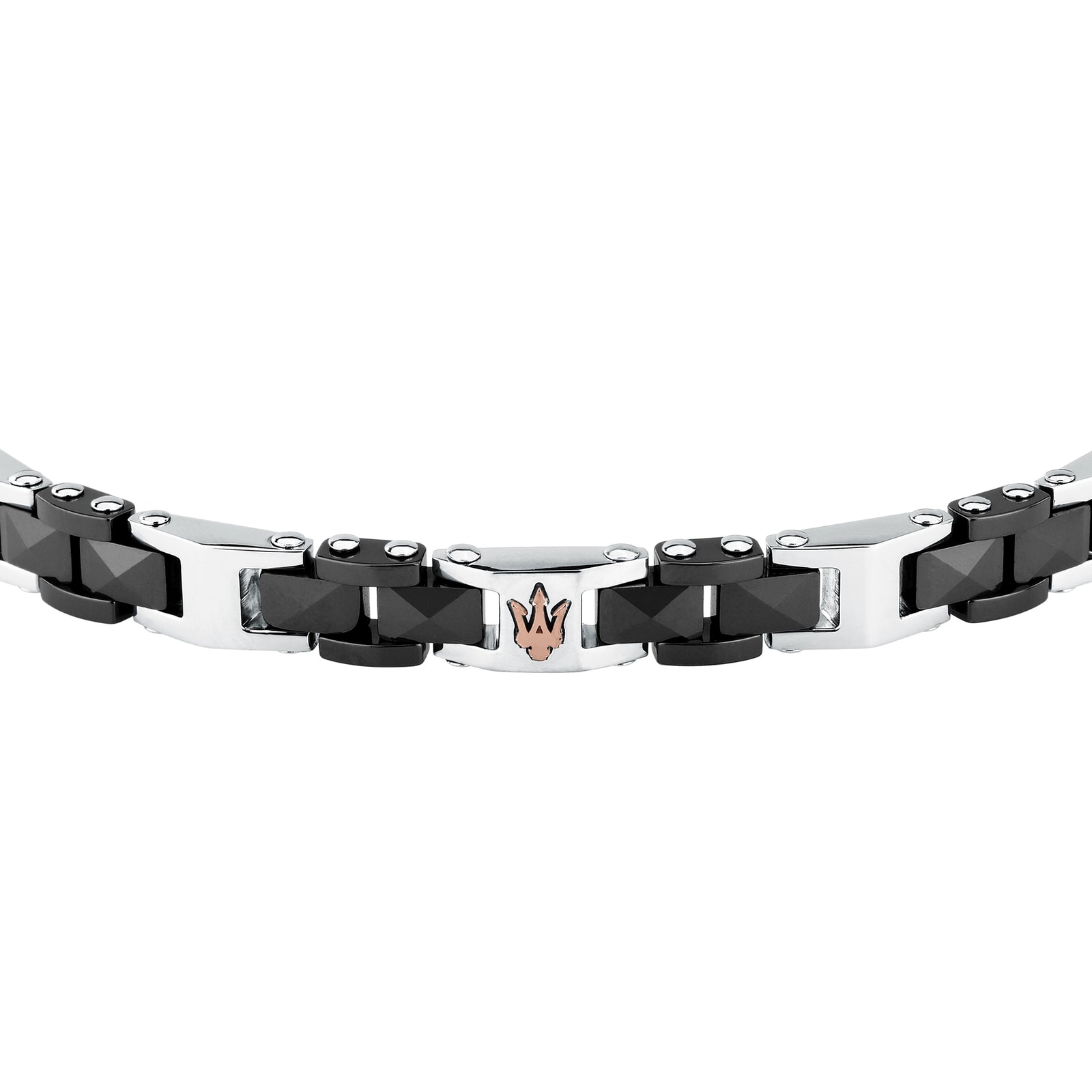 Bracciale Maserati Ceramic JM426ATZ98 uomo in ceramica nera e finiture oro rosa-2b Gioielli