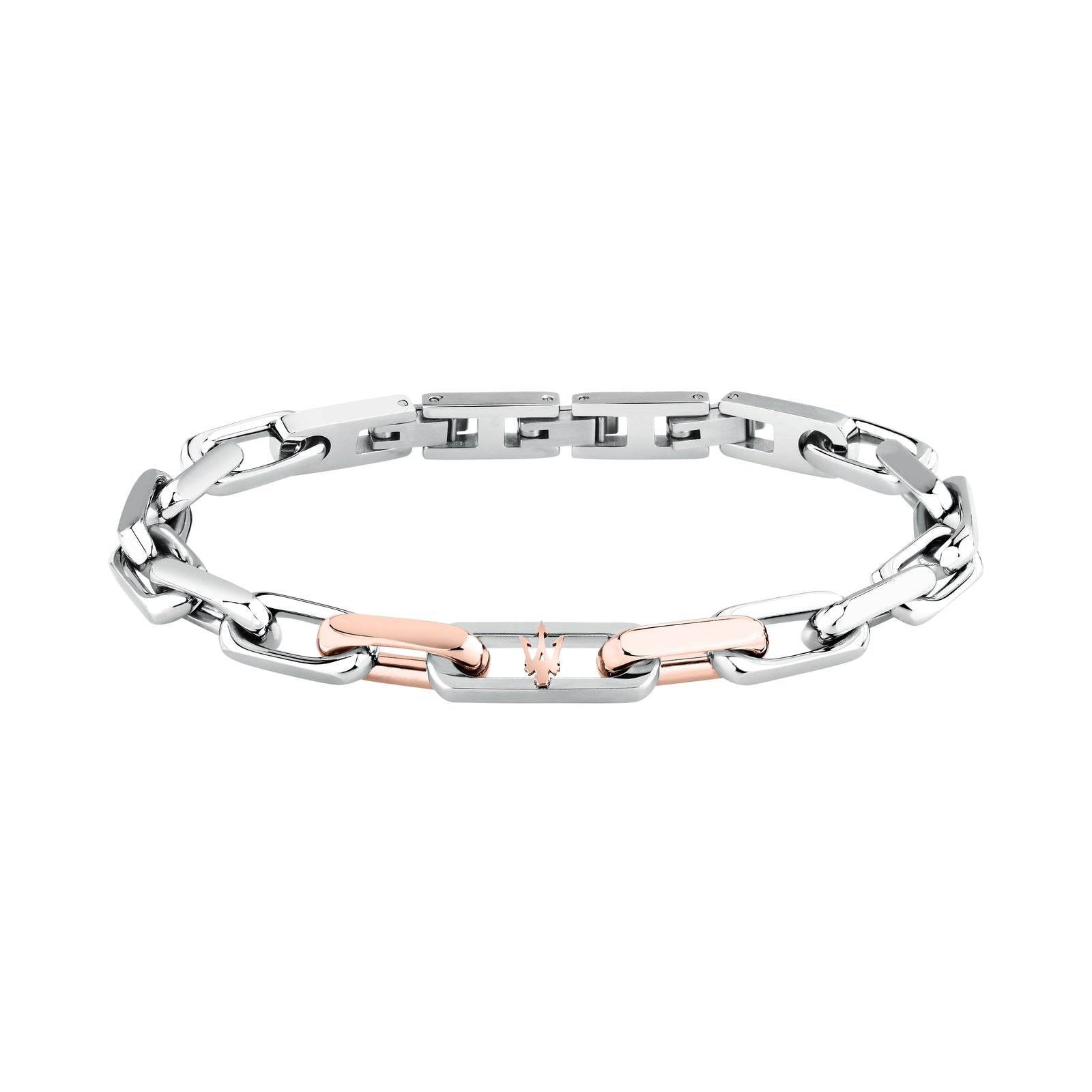 Bracciale Maserati Iconic JM526AVD114 uomo in acciaio argento e oro rosa-2b Gioielli