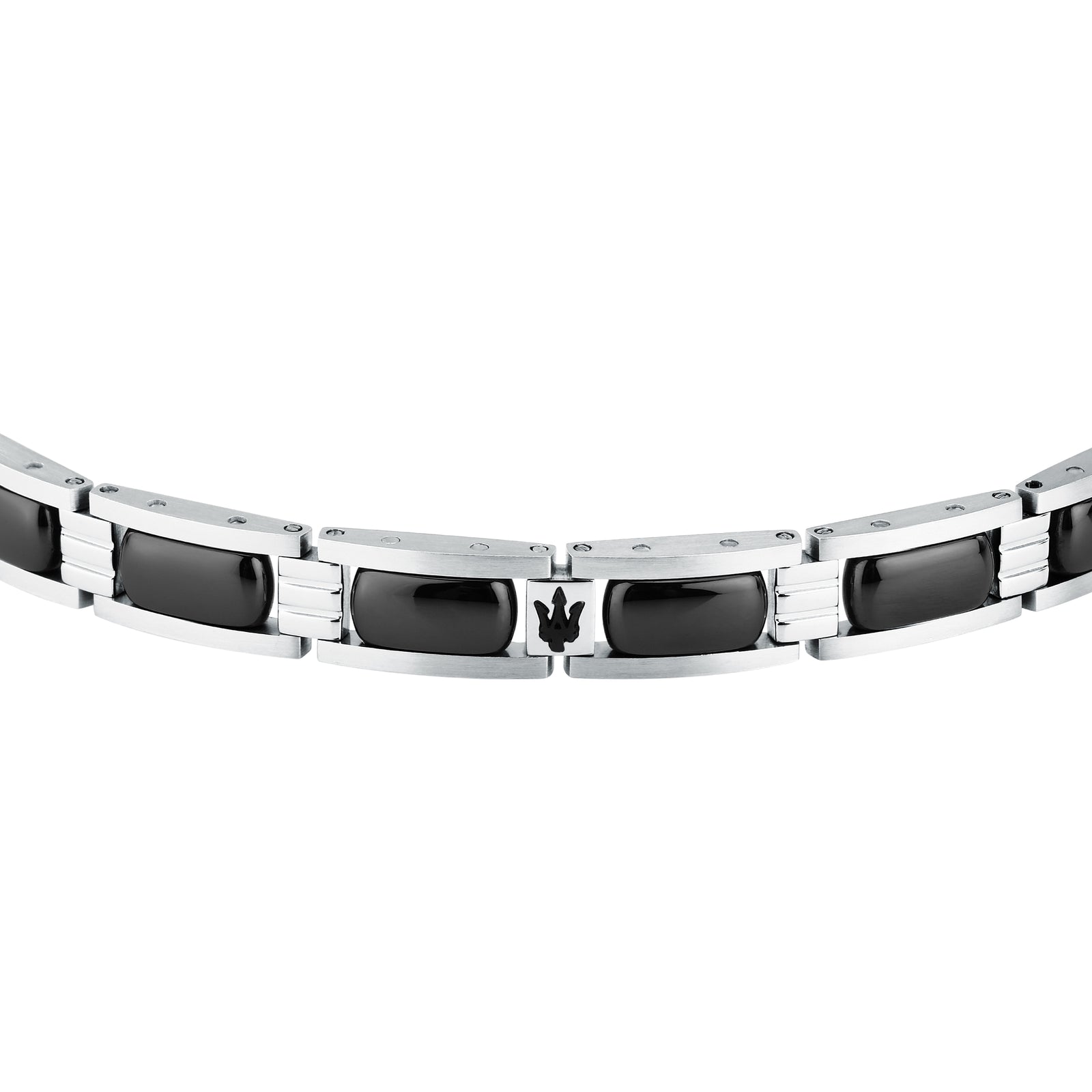 Bracciale Maserati Ceramic JM426ATZ102 uomo in ceramica nera e acciaio argentato-2b Gioielli