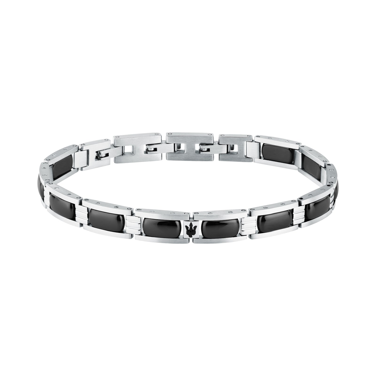 Bracciale Maserati Ceramic JM426ATZ102 uomo in ceramica nera e acciaio argentato-2b Gioielli