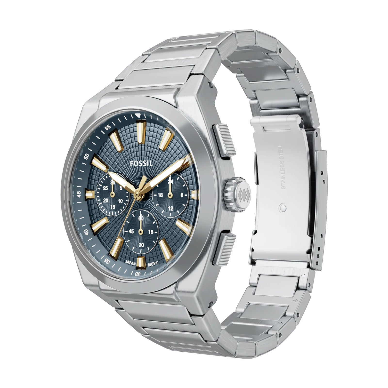 Orologio Fossil Everett FS6154 cronografo blu 44 mm-2b Gioielli
