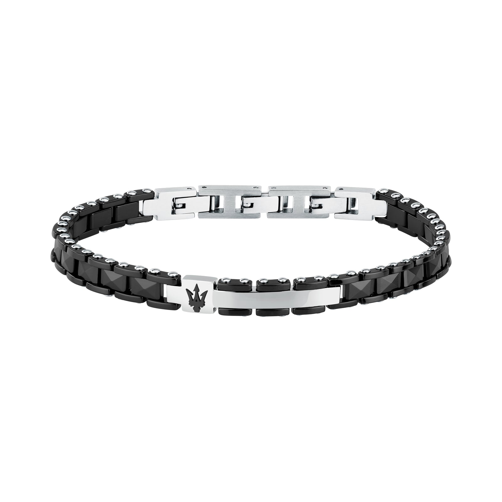 Bracciale Maserati Ceramic JM426ATZ95, vista completa nero e argento