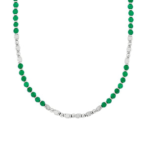 Collana uomo in acciaio pietre verdi-2b Gioielli