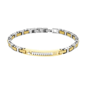 Bracciale uomo in acciaio con piastrina e rosa dei venti-2b Gioielli