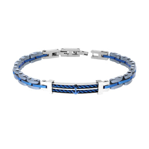 Bracciale uomo in acciaio con piastrina e ancora-2b Gioielli