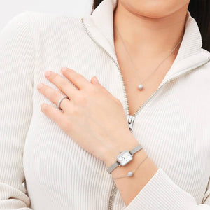 Orologio DW Quadro Lumine Bezel Silver DW00100732 donna 15x18 mm-2b Gioielli