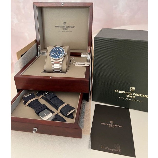 Orologio Frederique Constant Highlife Worldtimer Manufacture FC-718N4NH6B doppio cinturino uomo 41 mm-2b Gioielli