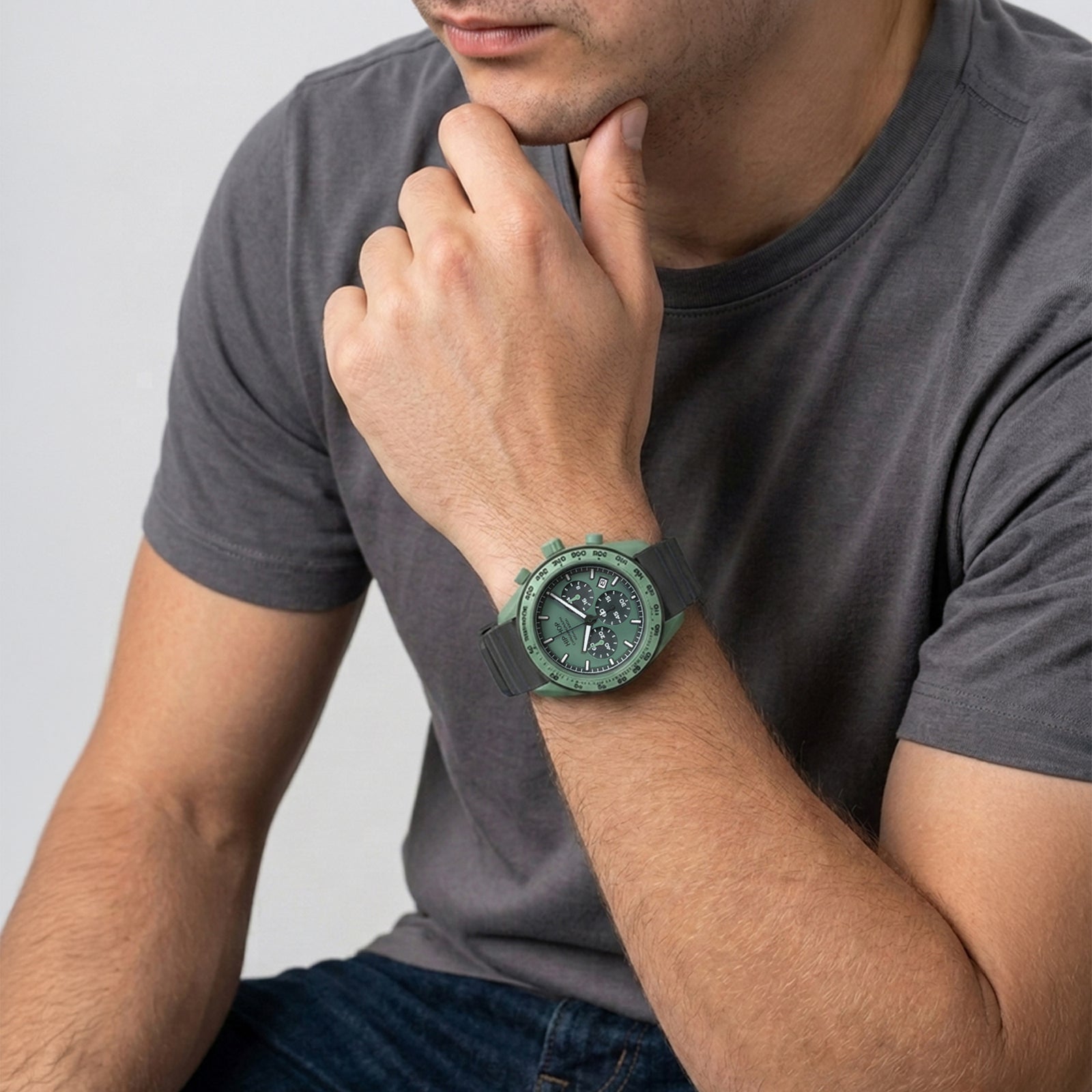 Orologio Hip Hop XT10 HWU1346 cronografo uomo 42 mm verde salvia-2b Gioielli