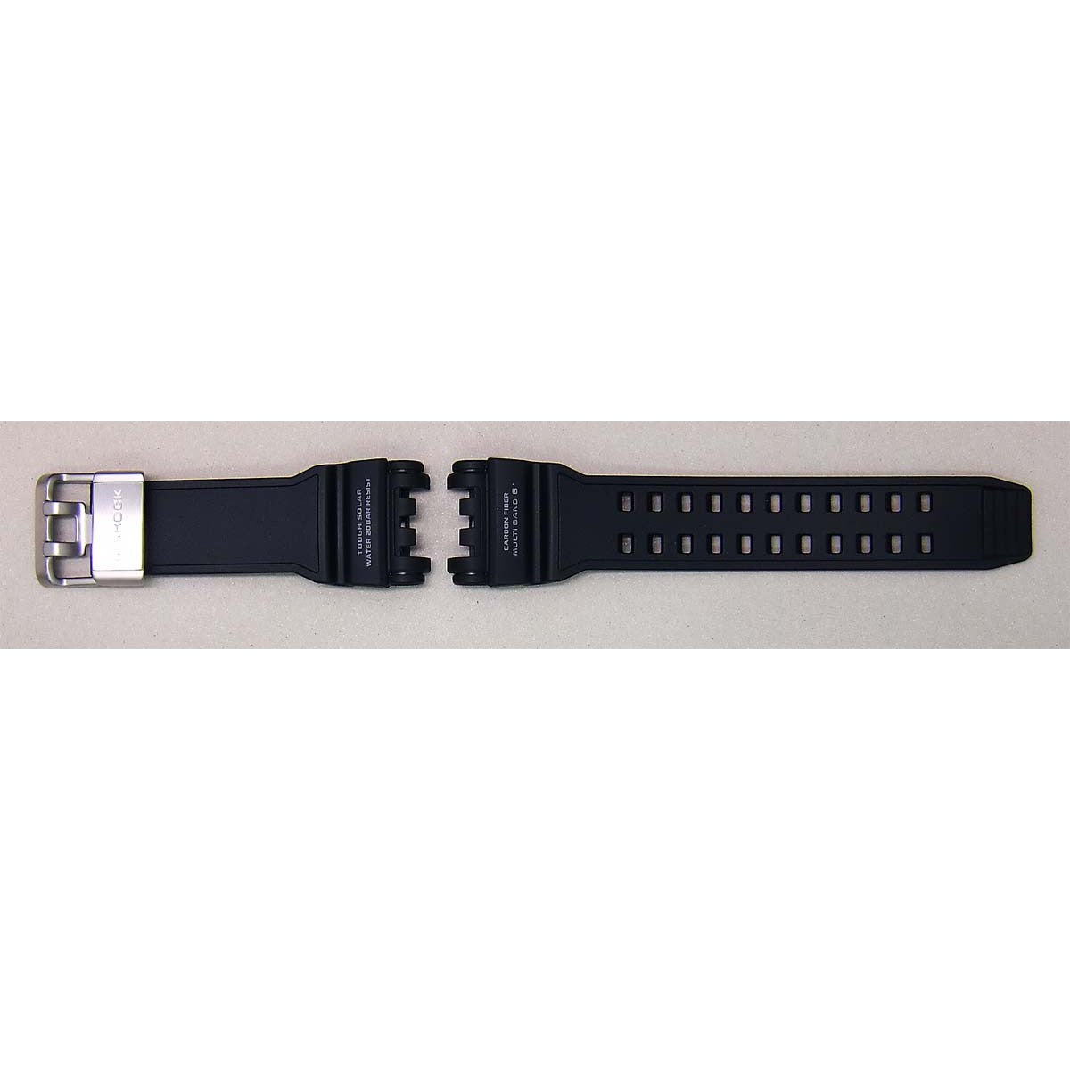 Cinturino ricambio Casio 10509503 GPW-1000-1A, dettaglio cinturino nero e fibbia
