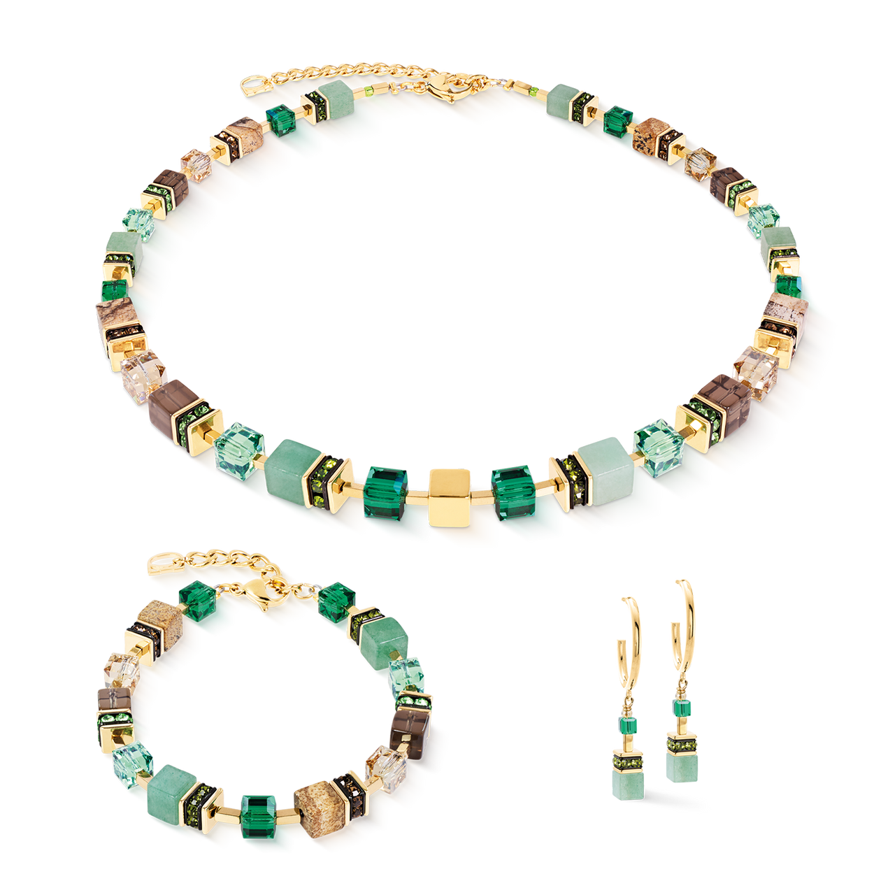Orecchini Coeur de Lion GeoCUBE Precious Statement Emerald Garden 3039210516-2b Gioielli