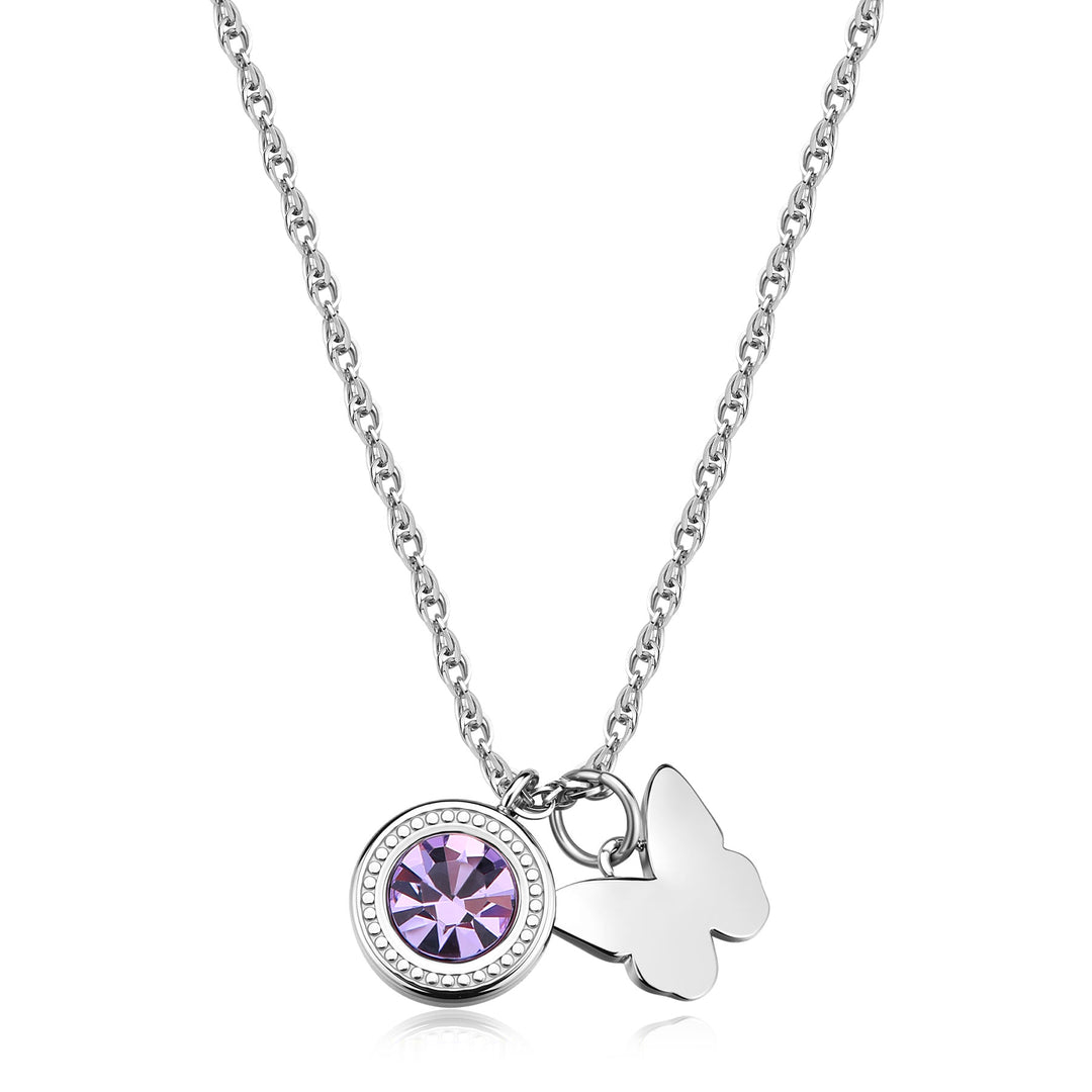 Collana S'Agapõ Lucky Light SKT57 farfalla viola-2b Gioielli