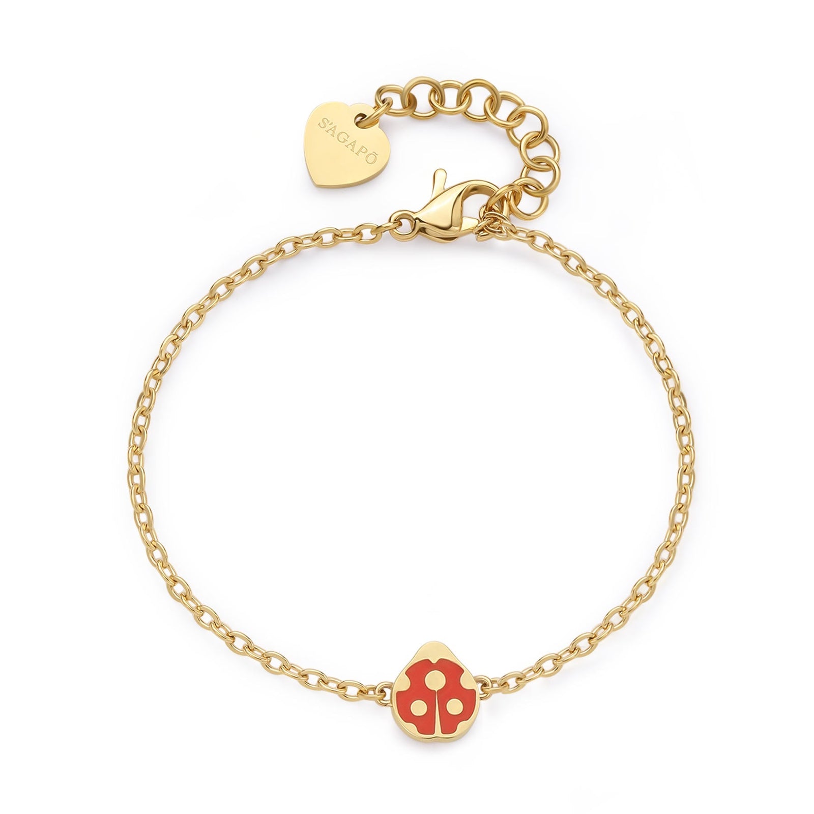 Bracciale S'Agapõ Click SCK267 in acciaio dorato con coccinella rossa — vista principale