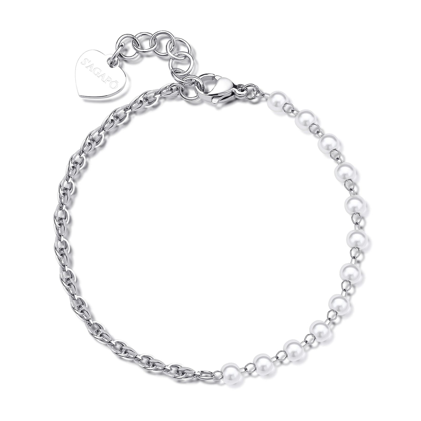Bracciale S’Agapõ Chunky SHK67 argento con perle di conchiglia – dettaglio 2