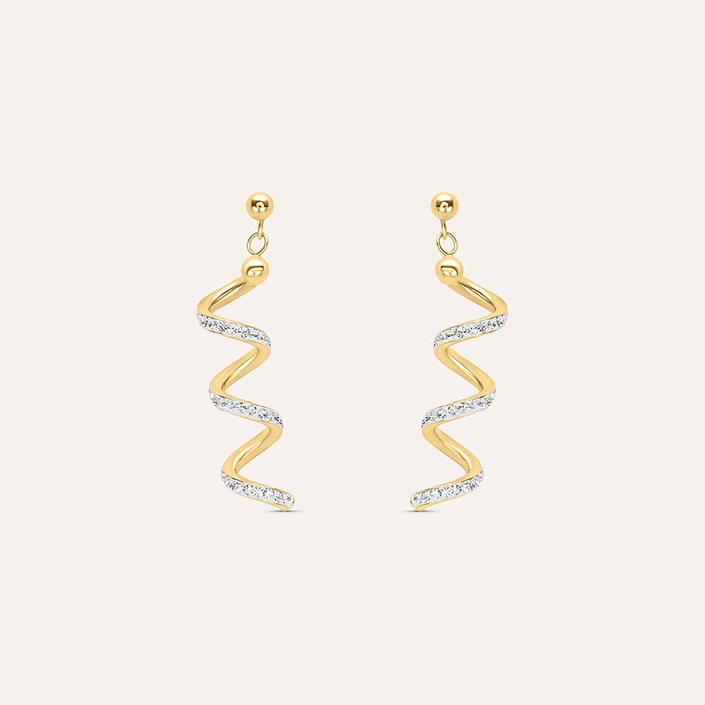 Orecchini pendenti Stroili Christelle oro giallo 9 kt e cristallo-2b Gioielli