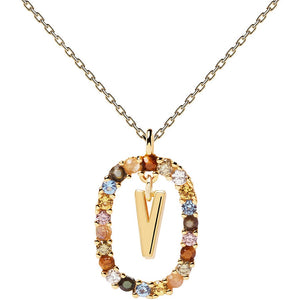 Collana PdPaola CO01-281-U Lettera V in argento 925 placcato oro 18 Kt-2b Gioielli