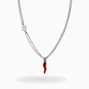 Collana argento cornetto rosso donna-2b Gioielli