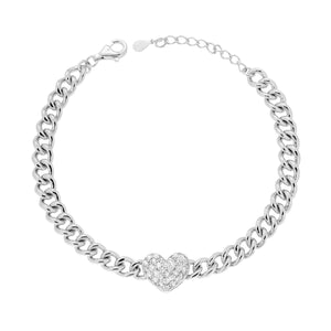 Bracciale argento catena cuore donna-2b Gioielli