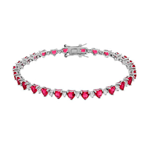 Bracciale argento Tennis cuori rossi donna-2b Gioielli