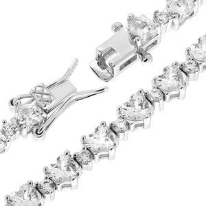 Bracciale argento Tennis cuori bianchi donna-2b Gioielli