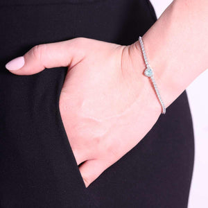 Bracciale Tennis cuore acquamarina donna argento-2b Gioielli