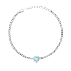 Bracciale Tennis cuore acquamarina donna argento-2b Gioielli