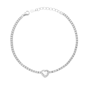 Bracciale Tennis cuore bianco donna argento-2b Gioielli