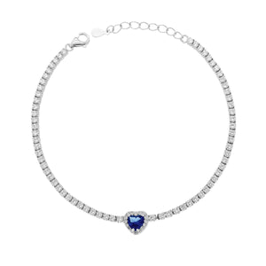 Bracciale Tennis cuore blu donna argento-2b Gioielli