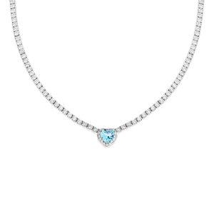 Collana argento Tennis cuore acquamarina donna-2b Gioielli