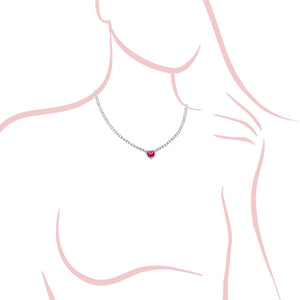 Collana argento Tennis cuore rosso donna-2b Gioielli