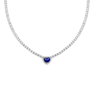 Collana argento Tennis cuore blu donna-2b Gioielli