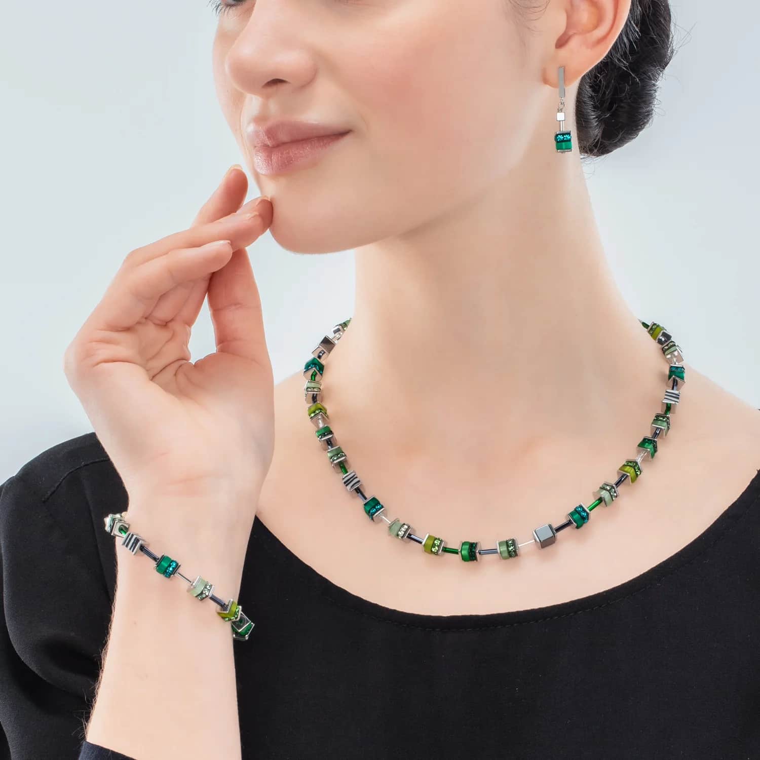 Bracciale Coeur de Lion Geocube 4509300500 Green donna-2b Gioielli