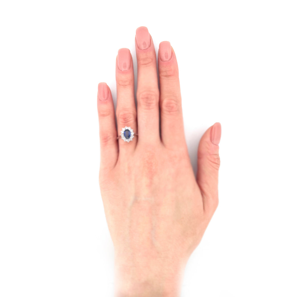 Anello oro bianco 18kt Diamanti 0,30 Ct Zaffiro 0,82 Ct-2b Gioielli