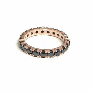 Anello veretta Eternity oro rosa 18kt Diamanti neri 3,51 Ct-2b Gioielli