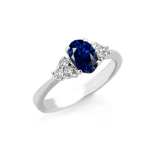 Anello oro bianco 18kt Diamanti 0,18 Ct Zaffiro 0,82 Ct-2b Gioielli