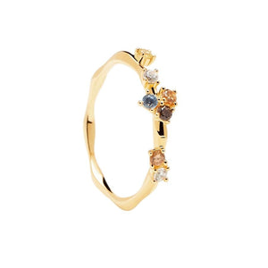 Anello PdPaola AN01-210-12 Five argento 925 placcato oro 18 Kt misura 12-2b Gioielli
