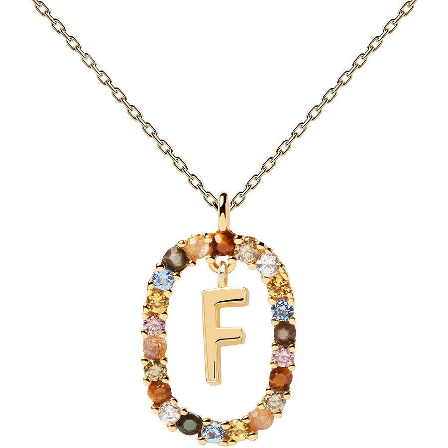 Collana PdPaola CO01-265-U Lettera F in argento 925 placcato oro 18 Kt-2b Gioielli