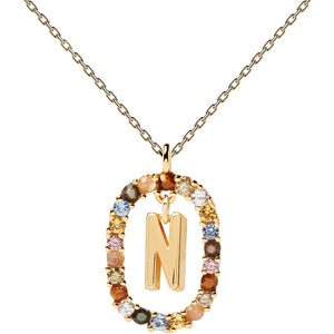 Collana PdPaola CO01-273-U Lettera N in argento 925 placcato oro 18 Kt-2b Gioielli