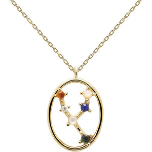 Collana PdPaola CO01-345-U Zodiac Constellation Toro argento placcato oro 18 K-2b Gioielli