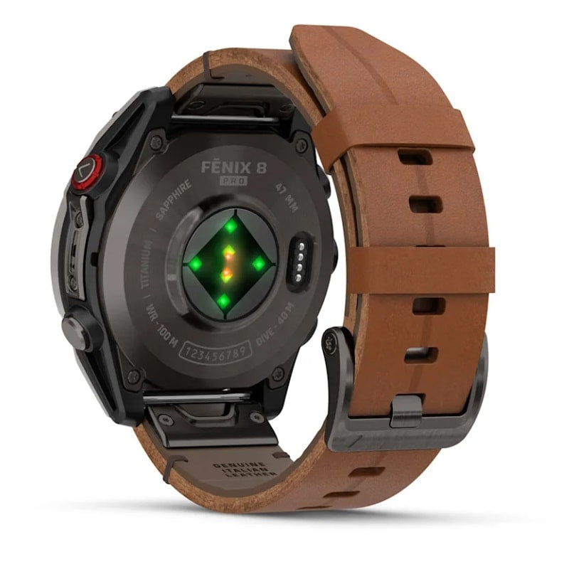 Garmin fēnix® 8 PRO 47 mm AMOLED Sapphire 010-03198-40 – Titanio DLC Carbon Grey + Pelle Chestnut-2b Gioielli