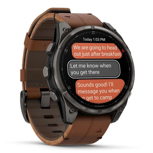 Garmin fēnix® 8 PRO 47 mm AMOLED Sapphire 010-03198-40 – Titanio DLC Carbon Grey + Pelle Chestnut-2b Gioielli
