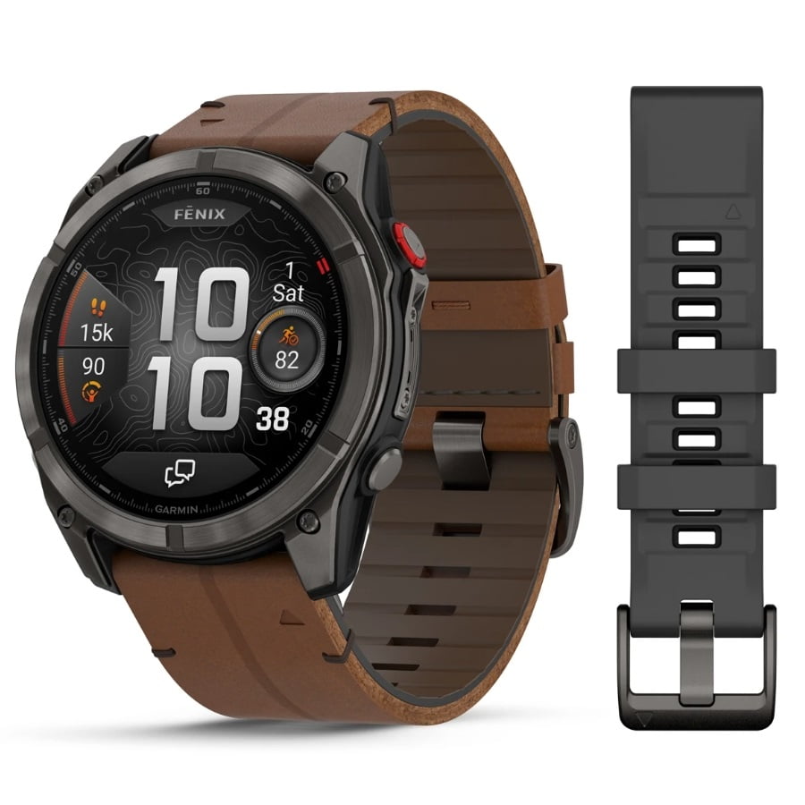 Garmin fēnix® 8 PRO 51 mm AMOLED Sapphire 010-03199-40 – Titanio DLC Carbon Grey + Pelle Chestnut-2b Gioielli