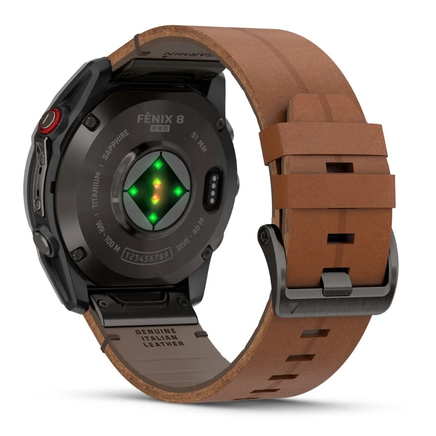 Garmin fēnix® 8 PRO 51 mm AMOLED Sapphire 010-03199-40 – Titanio DLC Carbon Grey + Pelle Chestnut-2b Gioielli
