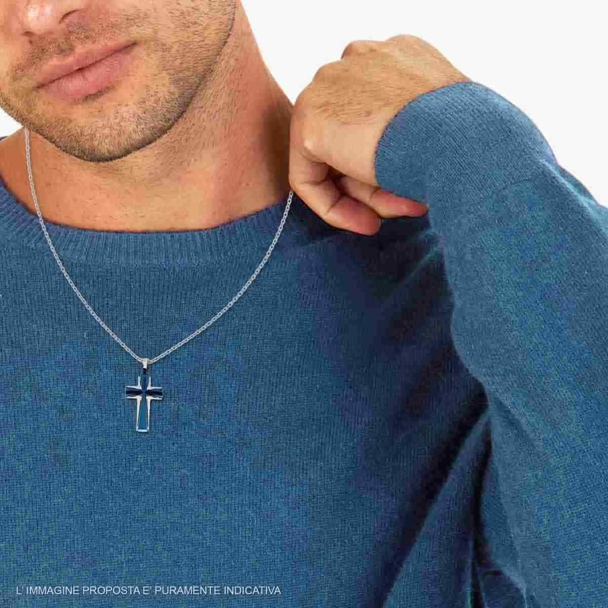 Collana uomo in acciaio croce-2b Gioielli