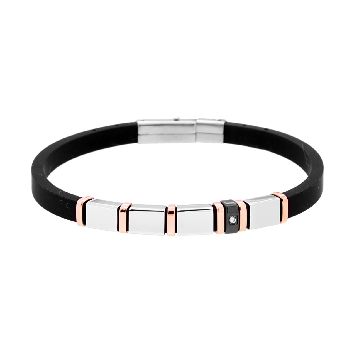Bracciale uomo in caucciù con piastrina-2b Gioielli